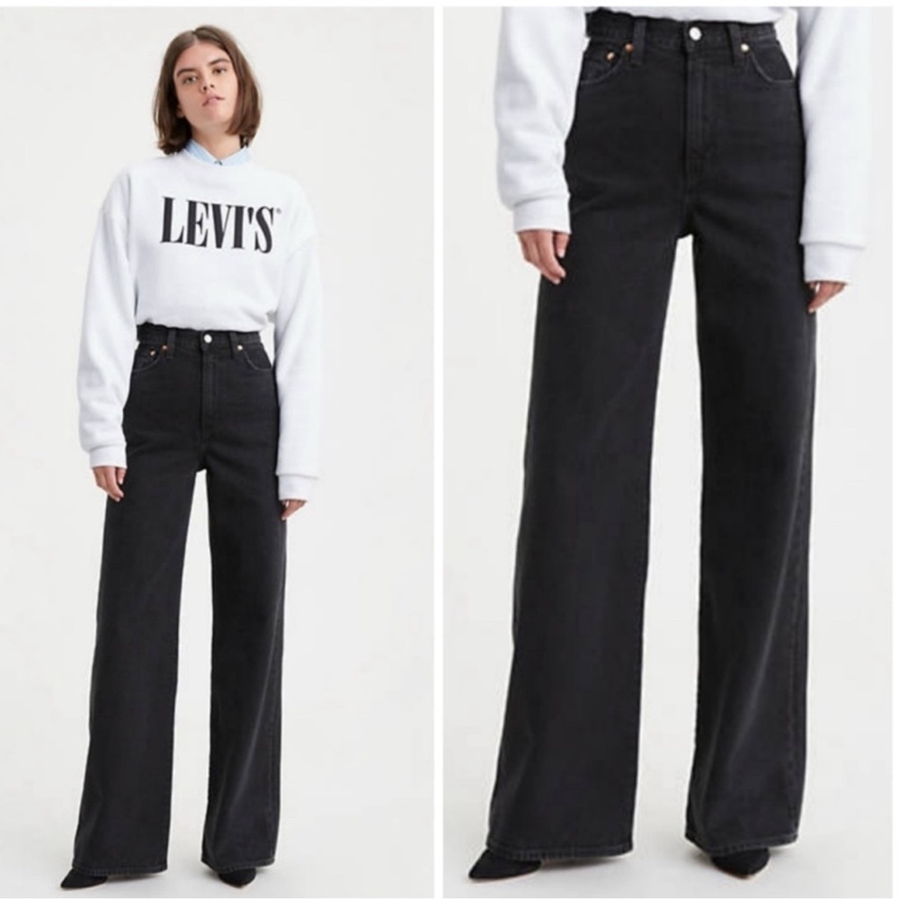 LEVI’S Ribcage Straight Ankle Black Denim Jeans Size 24
